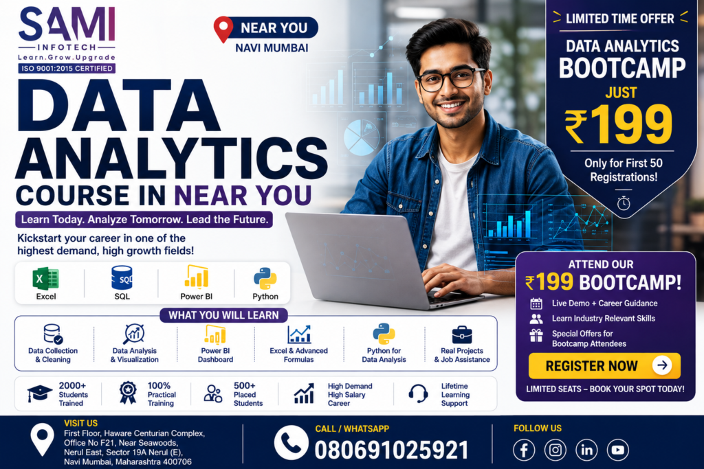 Data Analytics Course in Navi Mumbai with Excel, SQL, Python, Power BI, Tableau, AI Training and Placement Assistance