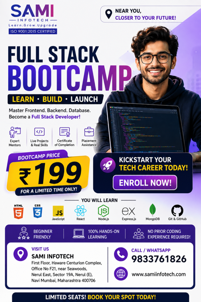 Full Stack Developer Bootcamp near me in Navi Mumbai with practical training, projects and career-focused learning