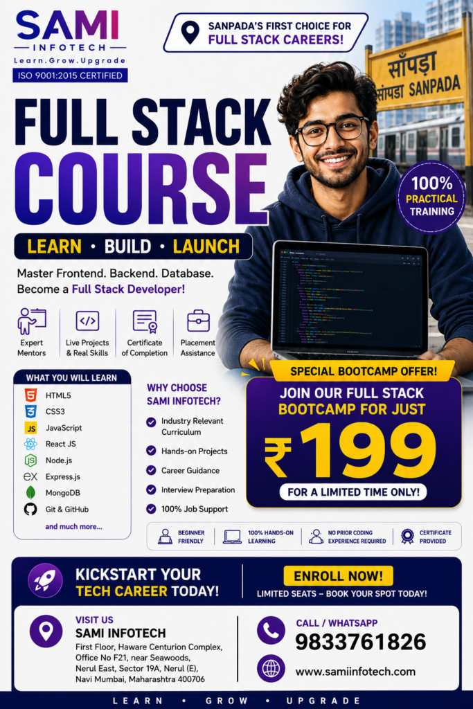 Full Stack Development Course near Sanpada with practical training, real-world projects and career-focused learning